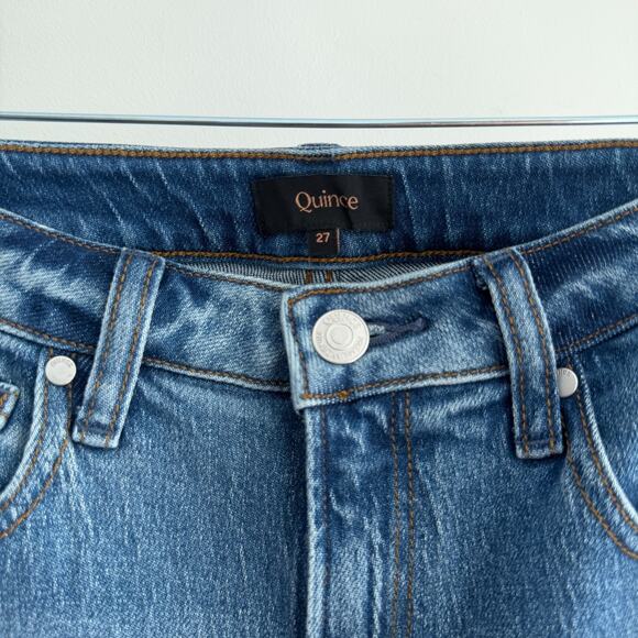 Quince Bella Jeans Womens 27 High Rise Relaxed Straight Stretch Denim Atlantic - Picture 3 of 12